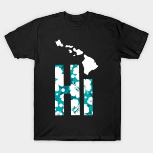 Funny Hawaiian Hibiscus Hi Turquoise T-Shirt